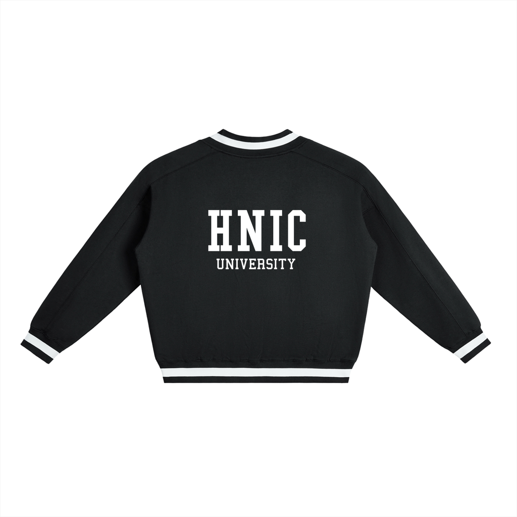 Head Nigga in Charge University V-Neck Contrast Collar Boxy Sweatshirt